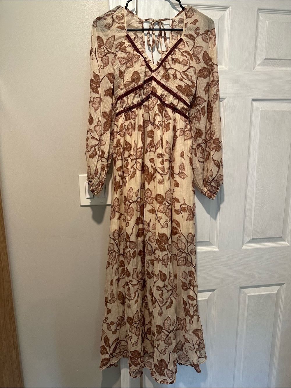 Promesa Cream Maxi Dress with Brown Floral Print
